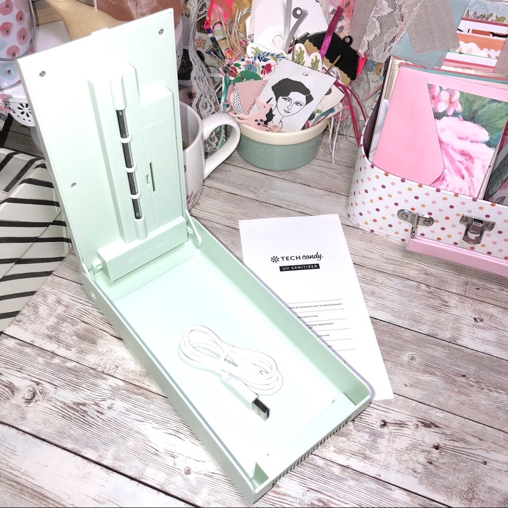 Tech Candy UV Phone Sanitizer Mint Green Never Used Includes Cord & Instructions